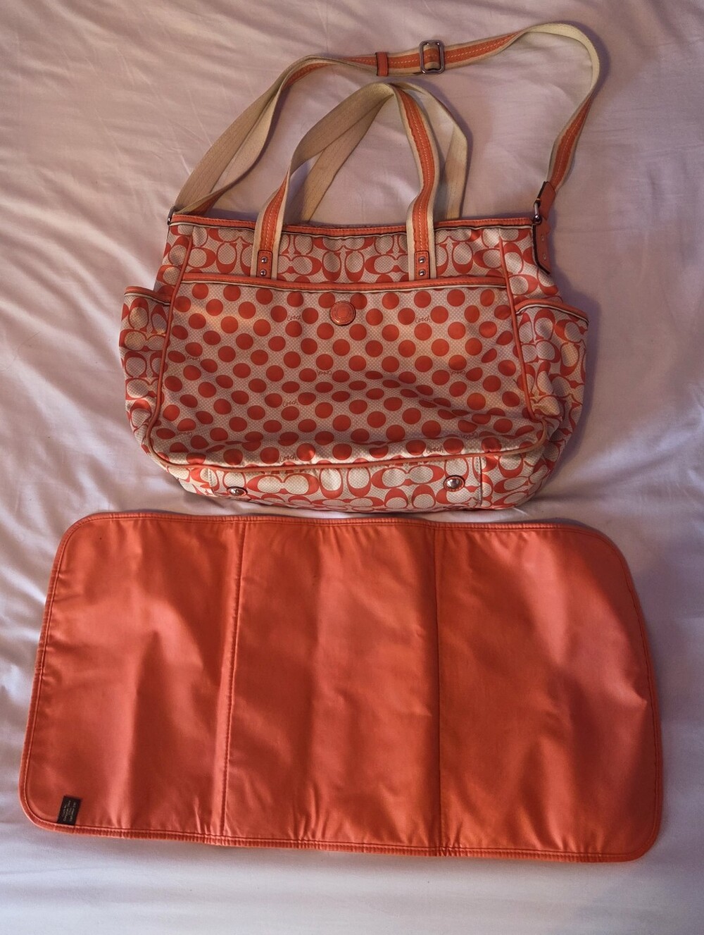 COACH Peyton Dream C Polka Dot Diaper Bag Tote With A Changing Pad Set